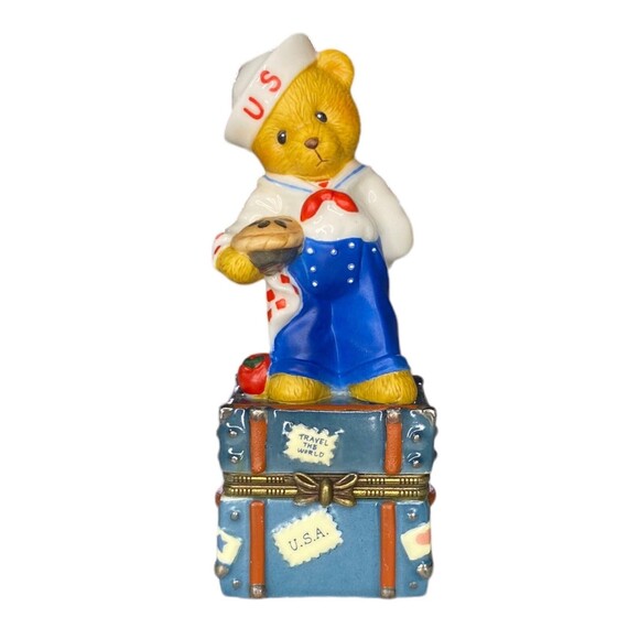 Cherished Teddies USA Sailor American Boy Enesco Trinket Box Hinged NEW NWB - Picture 3 of 11